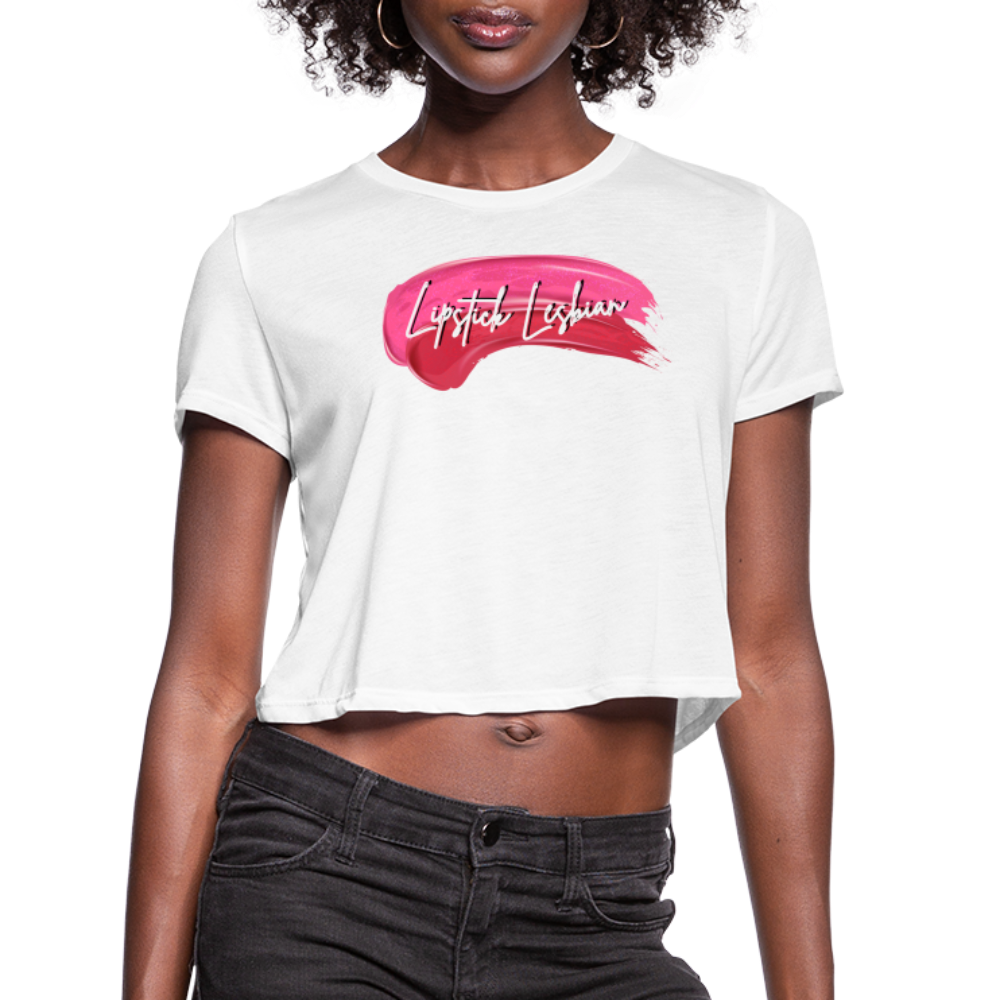Lipstick Lesbian Cropped T Shirt - white