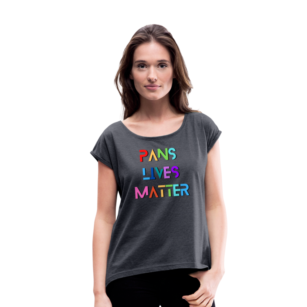 Pans/Our Lives Matter Roll Cuff T-Shirt - navy heather