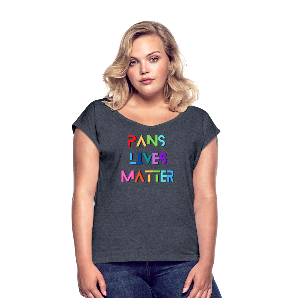 Pans/Our Lives Matter Roll Cuff T-Shirt - navy heather