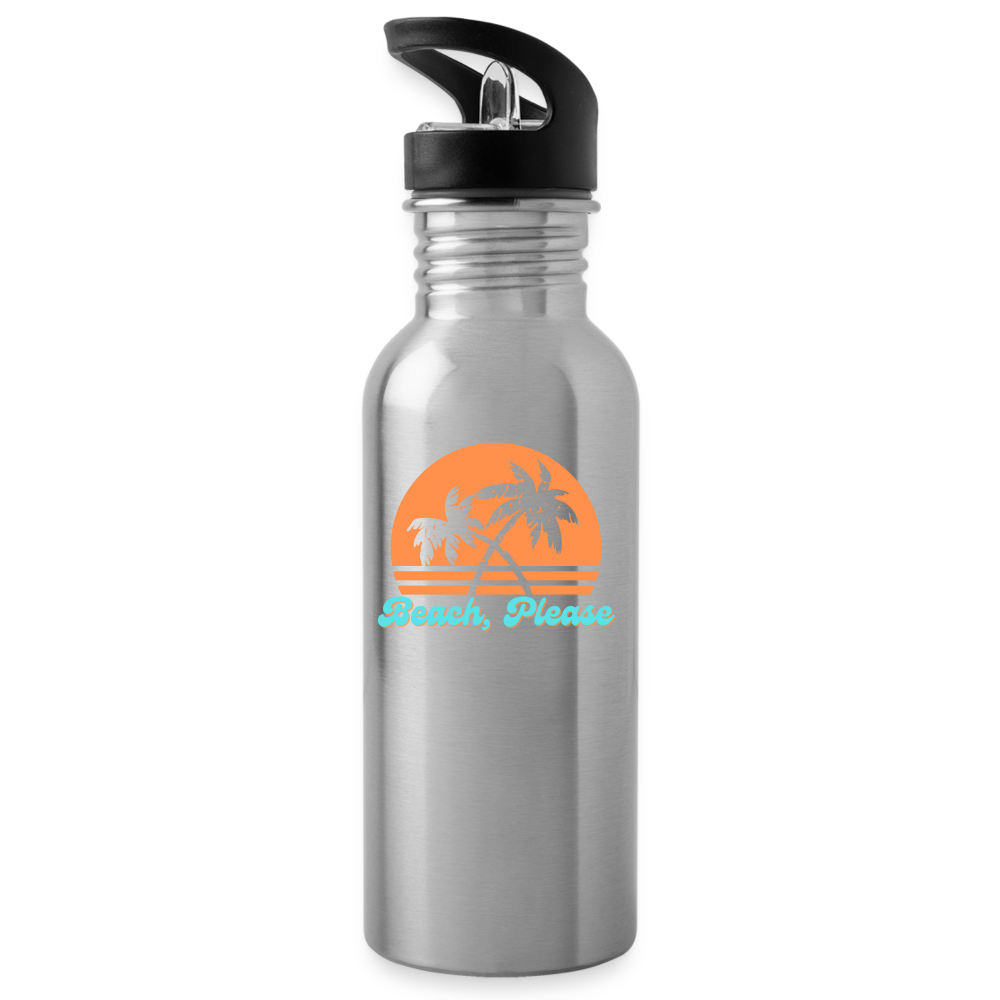 Beach, Please Water Bottle - silver