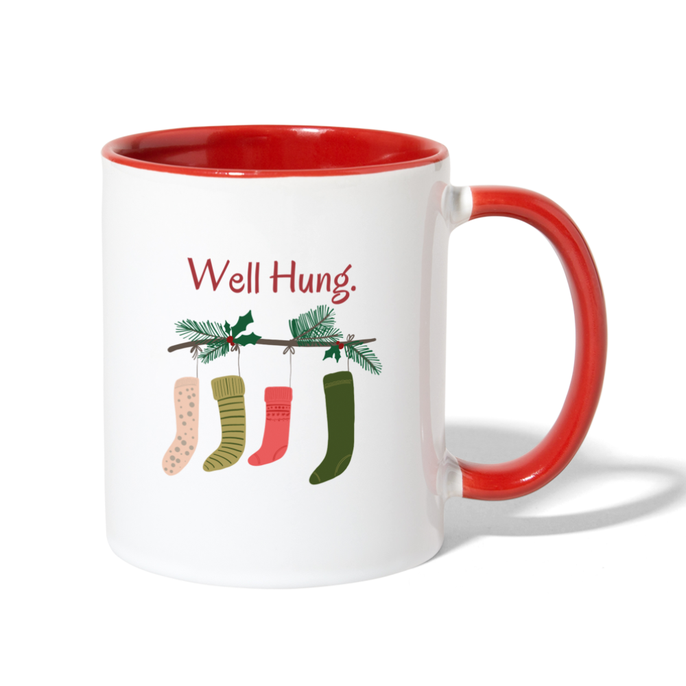 Well Hung Stockings Mug - white/red