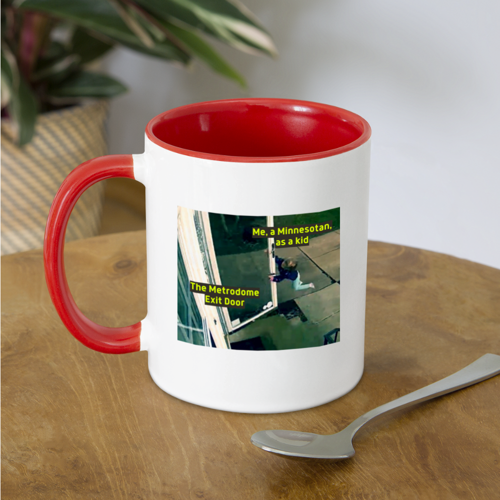Me vs. The Metrodome Door Mug - white/red