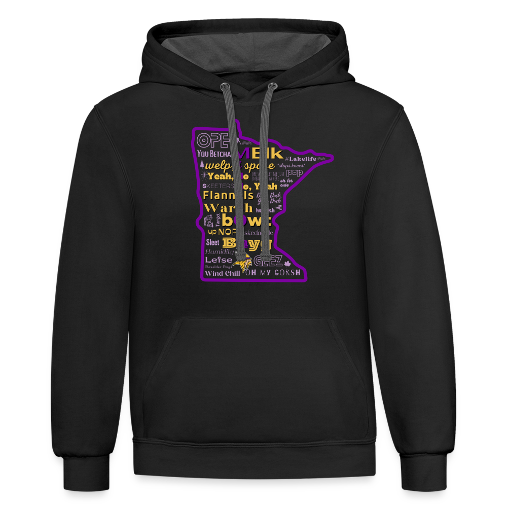 MN Words & Vikings Unisex Contrast Hoodie - black/asphalt