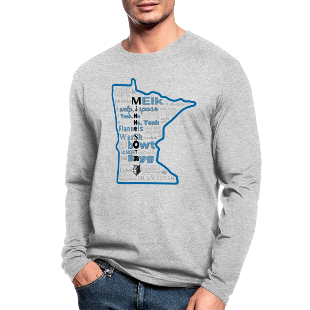 MN Words Timberwolves Theme Men's Long Sleeve T - heather gray