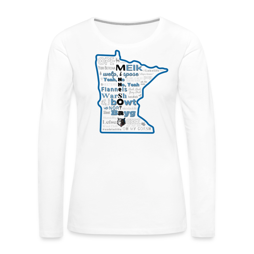 MN Words Wild Theme Women's Long Sleeve T - white