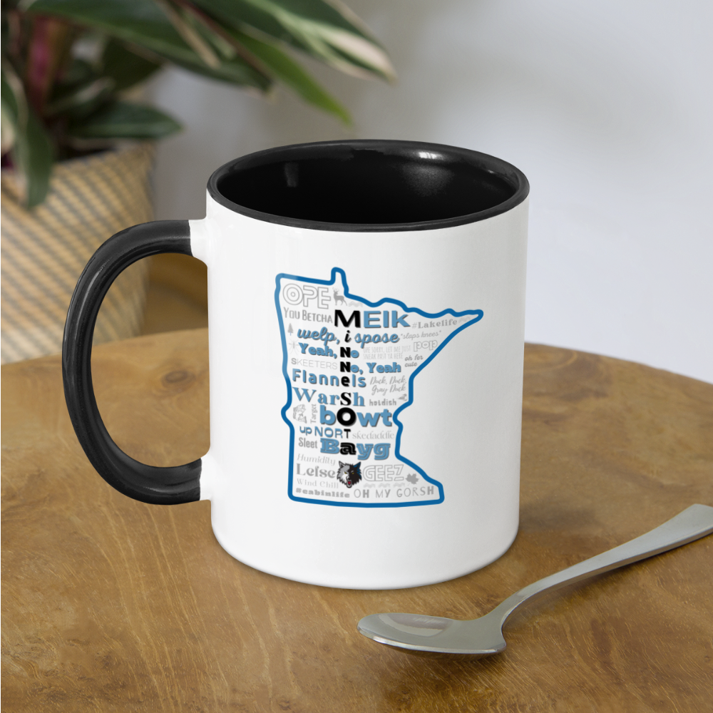 MN Words Timberwolves Theme Mug - white/black