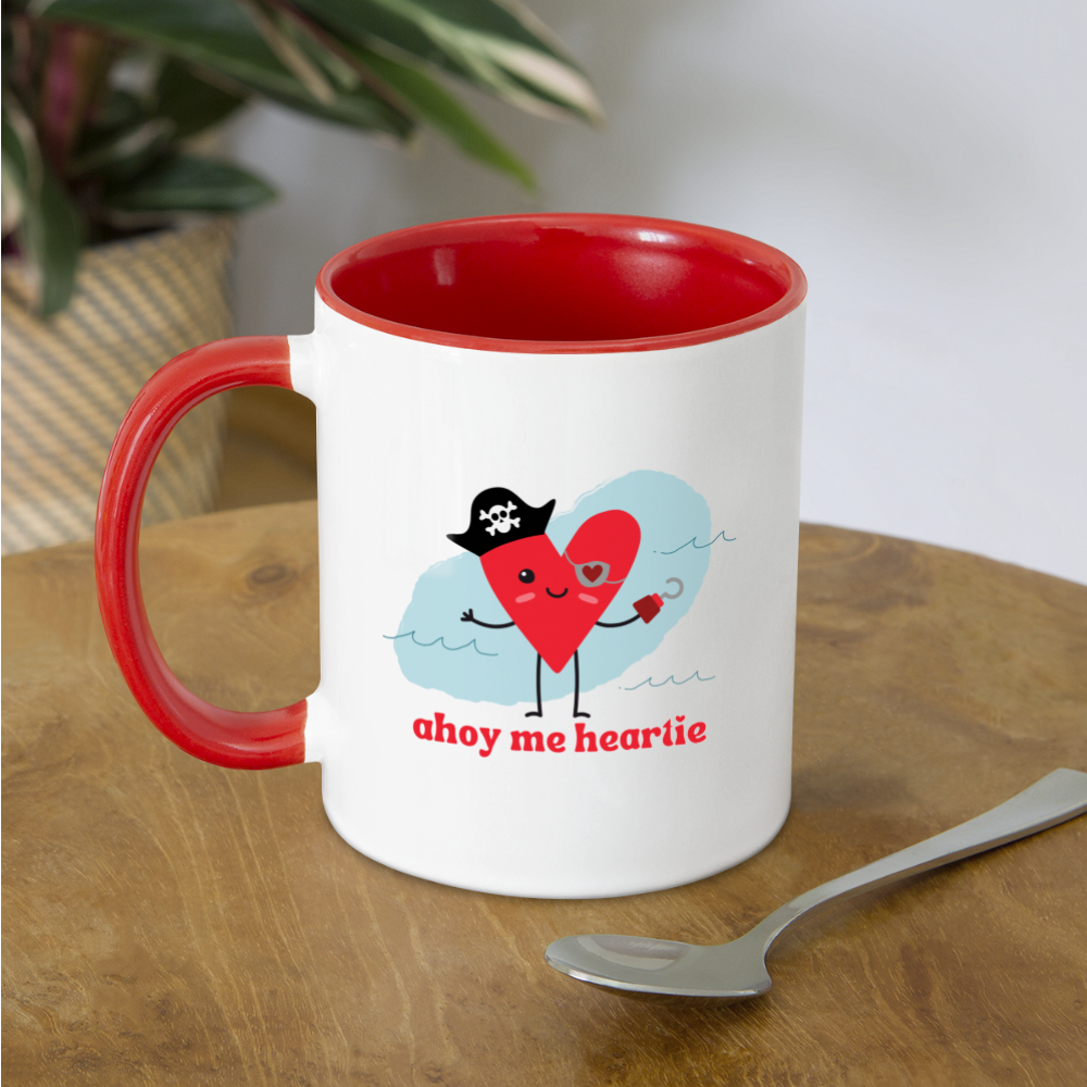 Ahoy Me Heartie Mug - white/red