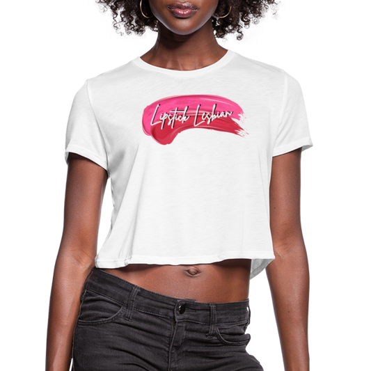 Lipstick Lesbian Cropped T Shirt - white