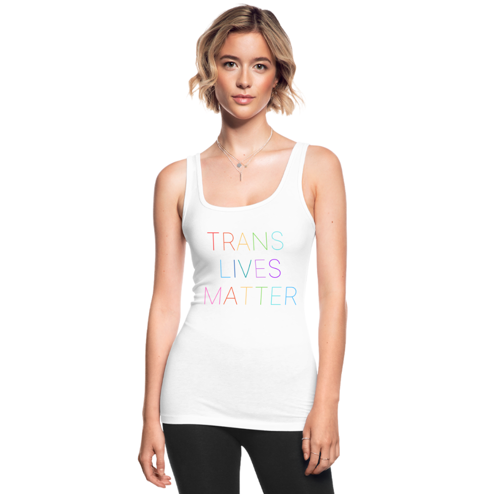 Trans/Our Lives Matter Longer Length Fitted Tank - white