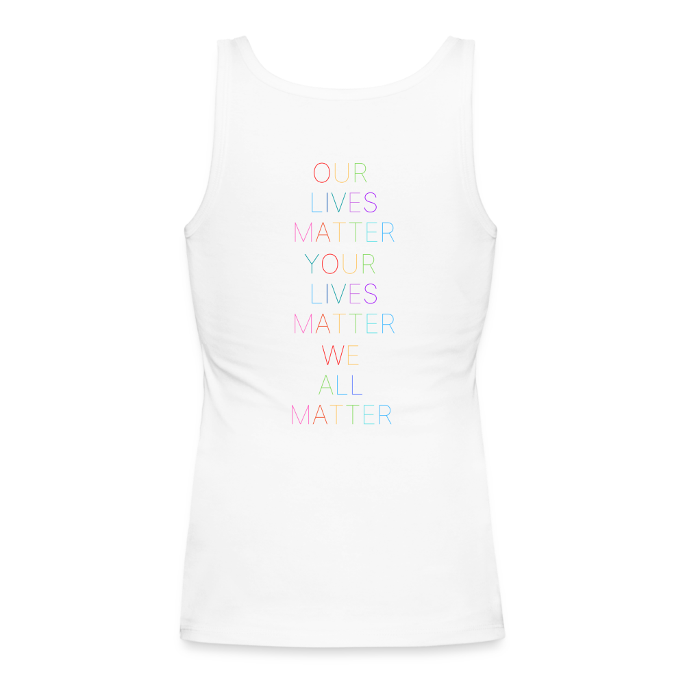 Trans/Our Lives Matter Longer Length Fitted Tank - white