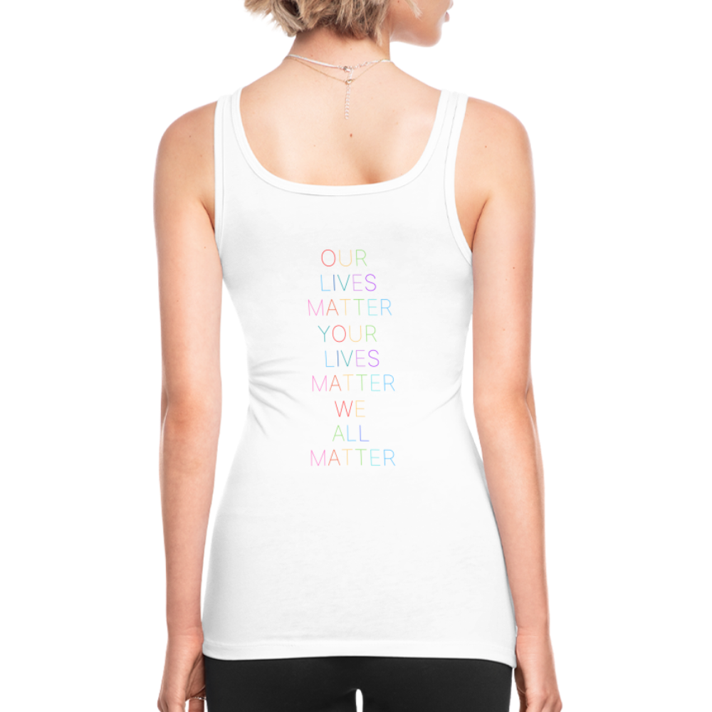 Trans/Our Lives Matter Longer Length Fitted Tank - white