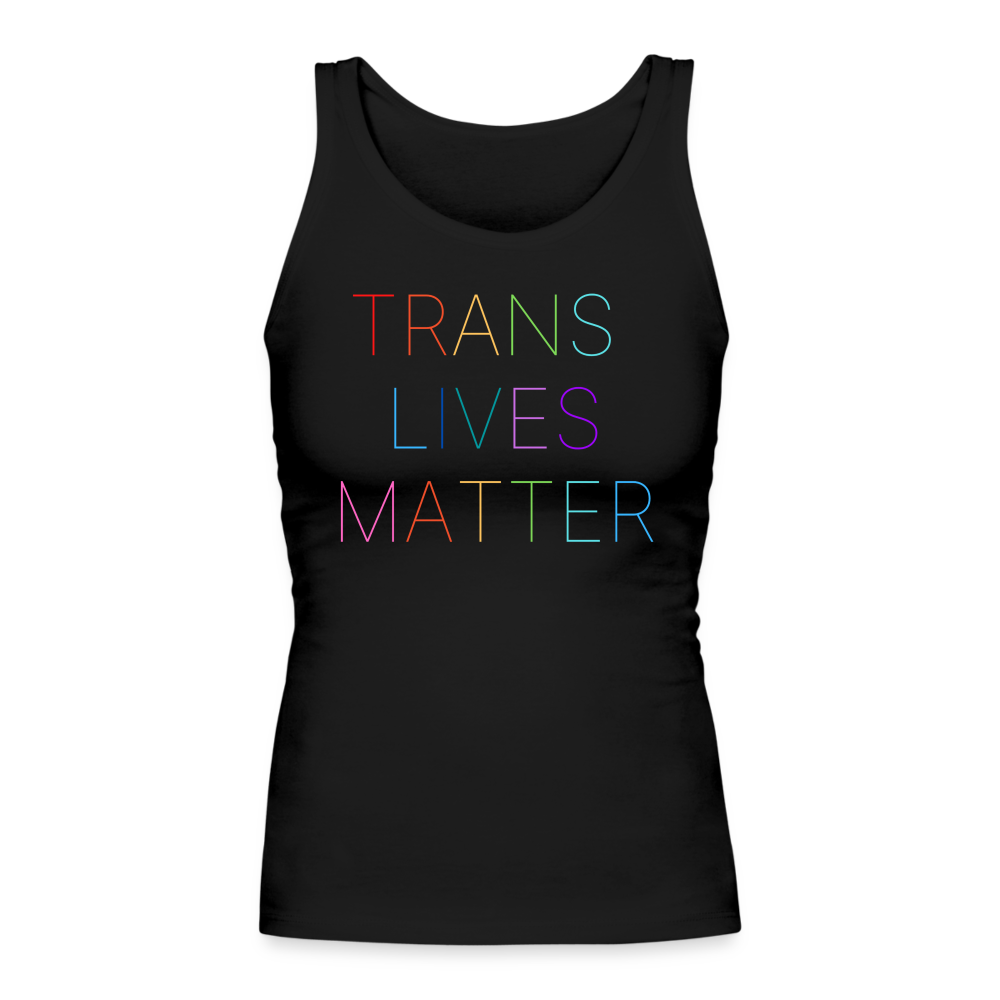 Trans/Our Lives Matter Longer Length Fitted Tank - black