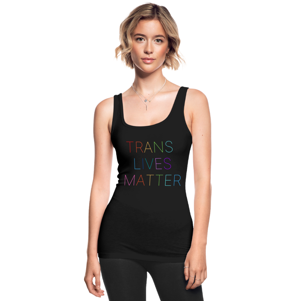 Trans/Our Lives Matter Longer Length Fitted Tank - black