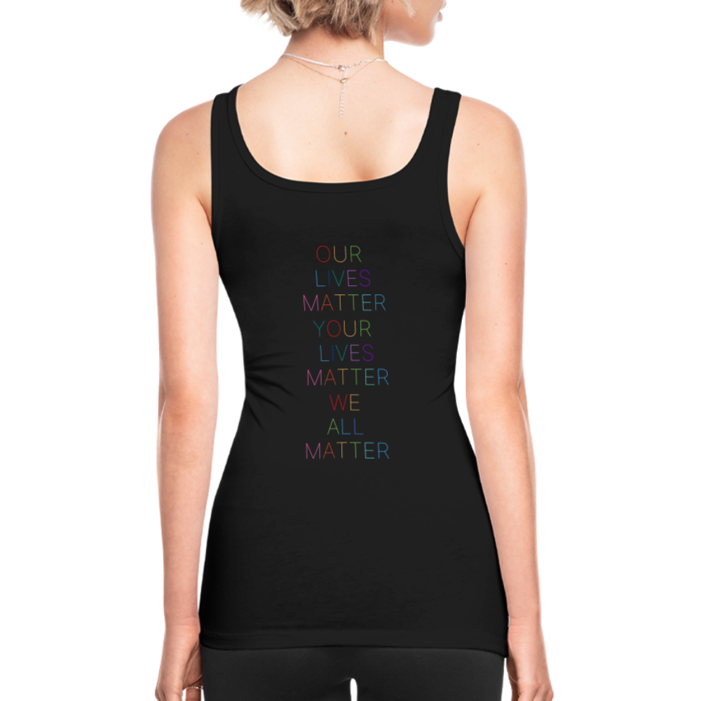 Trans/Our Lives Matter Longer Length Fitted Tank - black