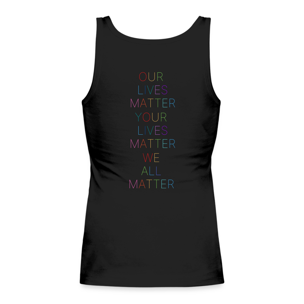 Trans/Our Lives Matter Longer Length Fitted Tank - black