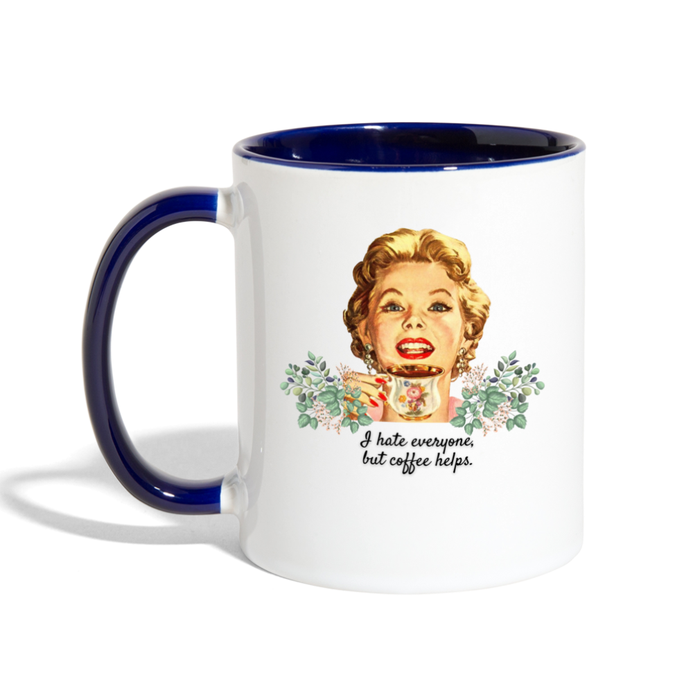 Coffee Helps Mug - white/cobalt blue