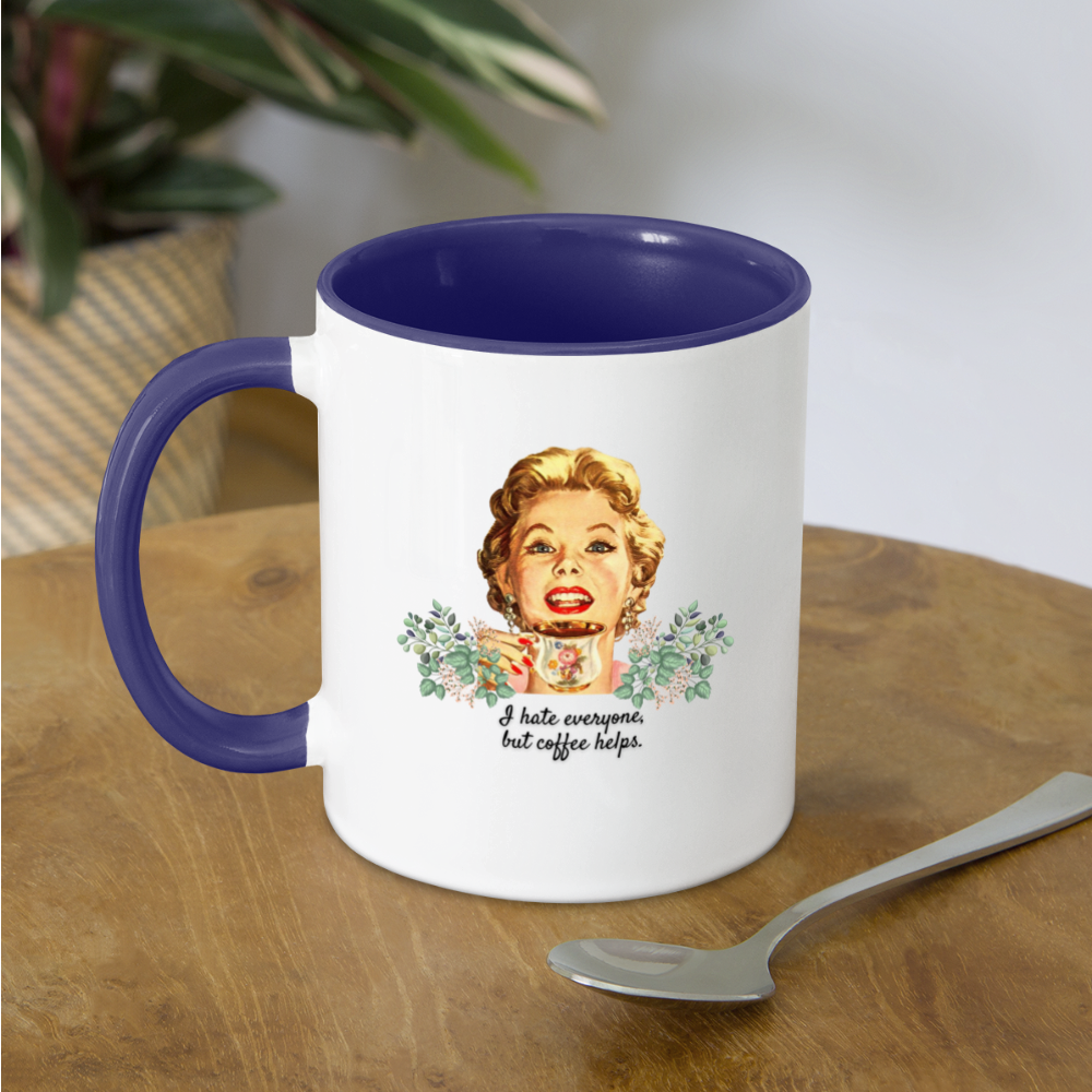 Coffee Helps Mug - white/cobalt blue