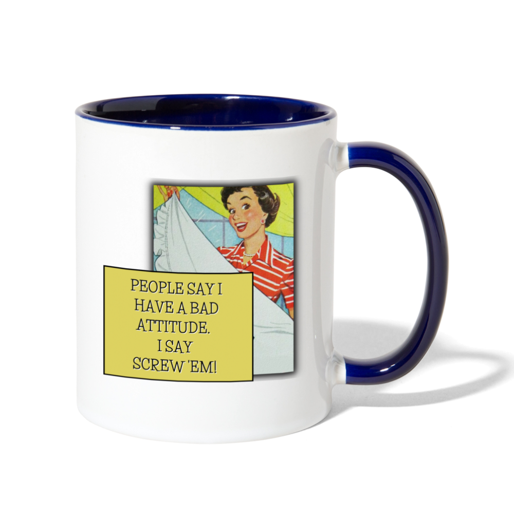 Screw 'Em Mug - white/cobalt blue