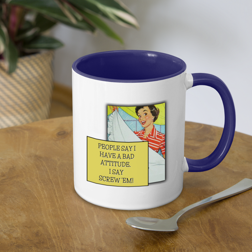 Screw 'Em Mug - white/cobalt blue