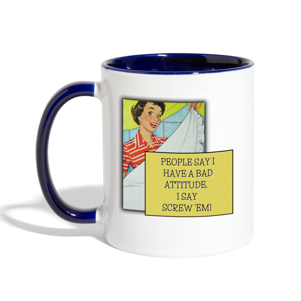 Screw 'Em Mug - white/cobalt blue