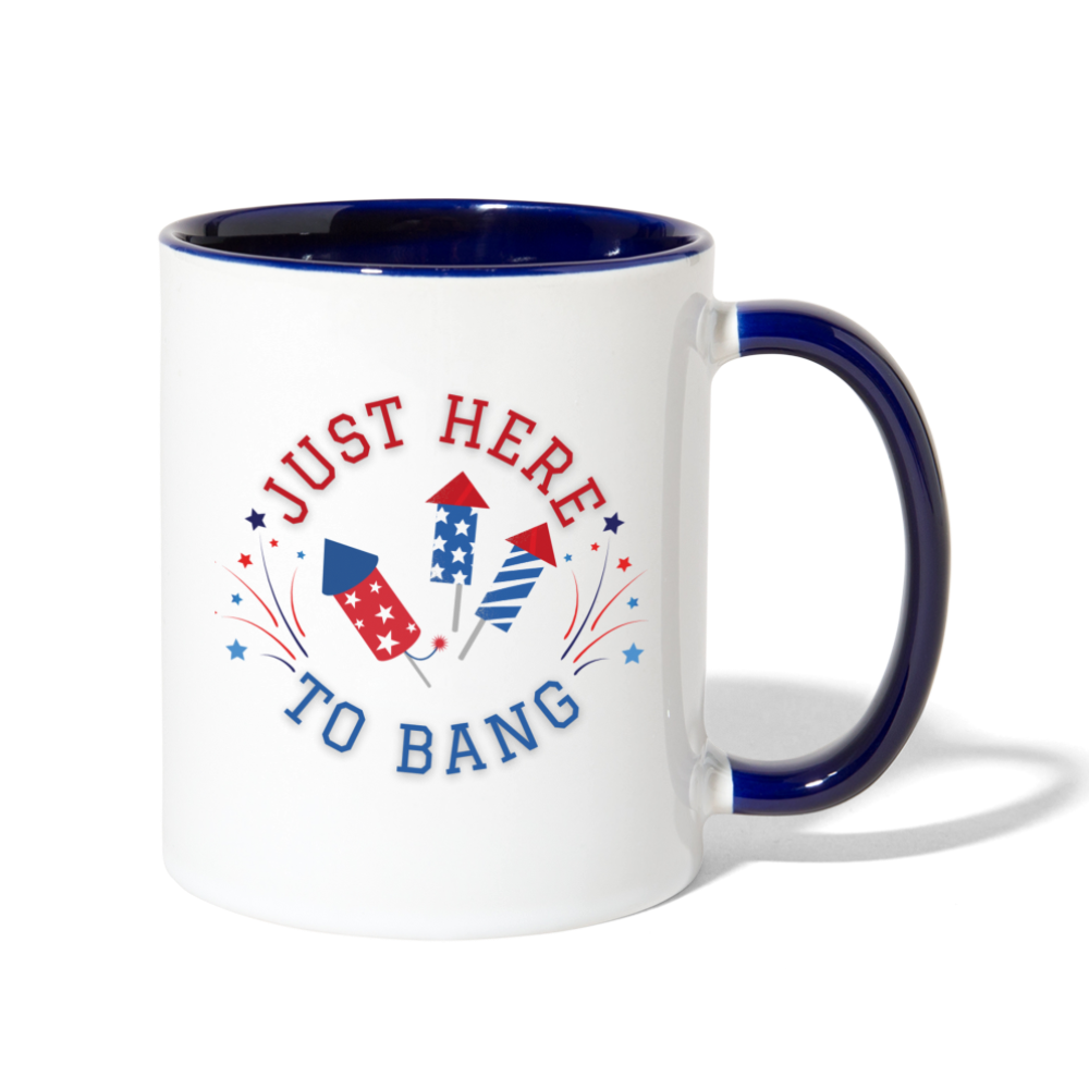 Here to Bang Mug - white/cobalt blue