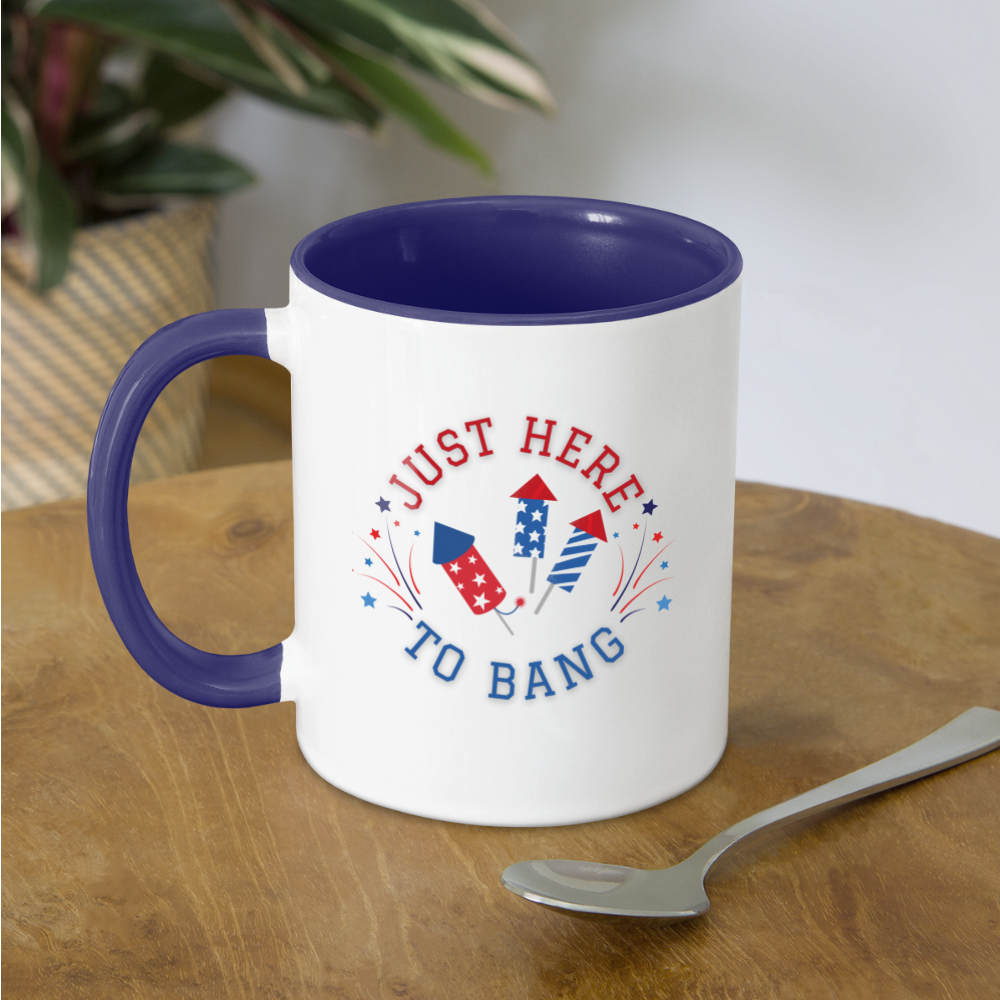 Here to Bang Mug - white/cobalt blue