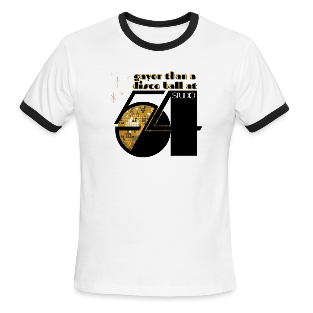 Gayer Than a Disco Ball Ringer T-Shirt - white/black