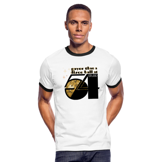 Gayer Than a Disco Ball Ringer T-Shirt - white/black