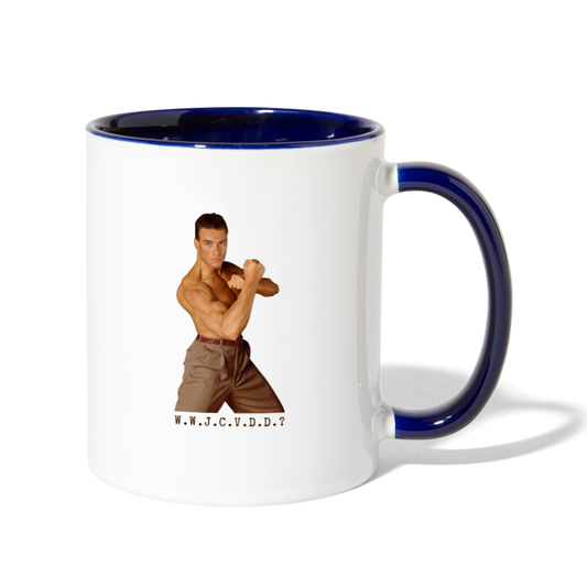 W.W.J.V.C.V.D.D.? Mug - white/cobalt blue