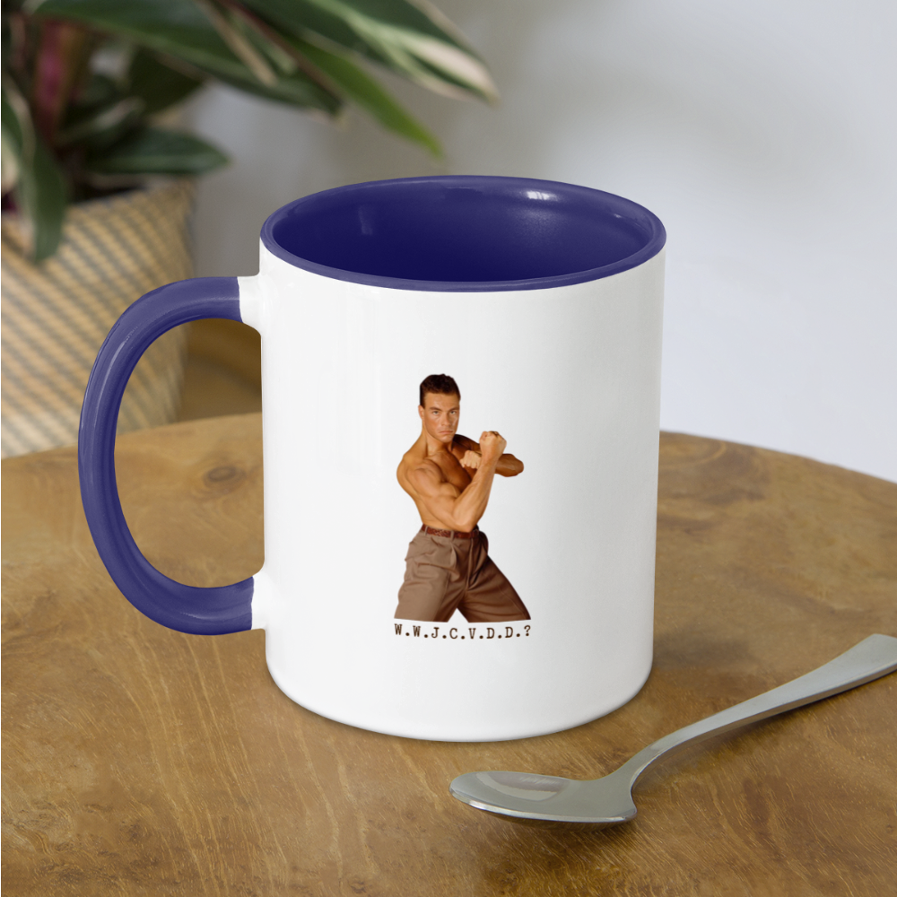 W.W.J.V.C.V.D.D.? Mug - white/cobalt blue