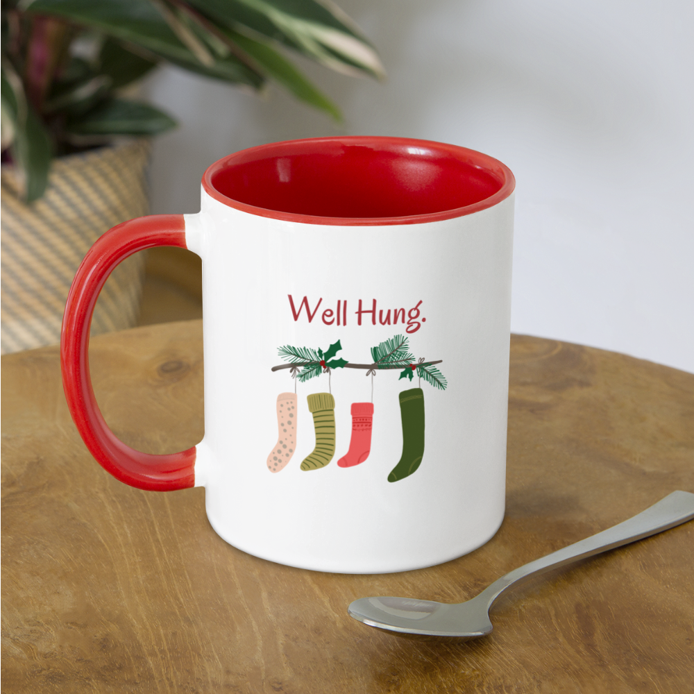 Well Hung Stockings Mug - white/red