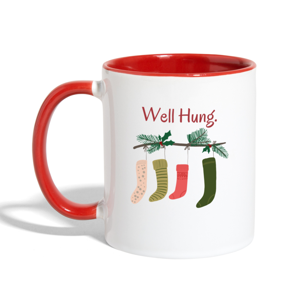 Well Hung Stockings Mug - white/red