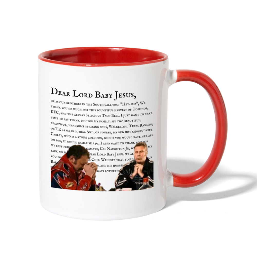 Dear Lord Baby Jesus Mug - white/red