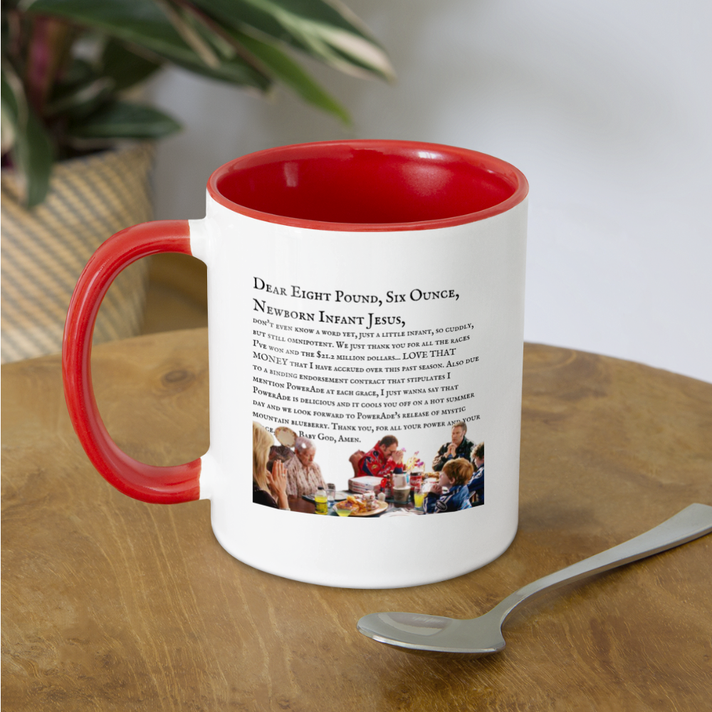 Dear Lord Baby Jesus Mug - white/red