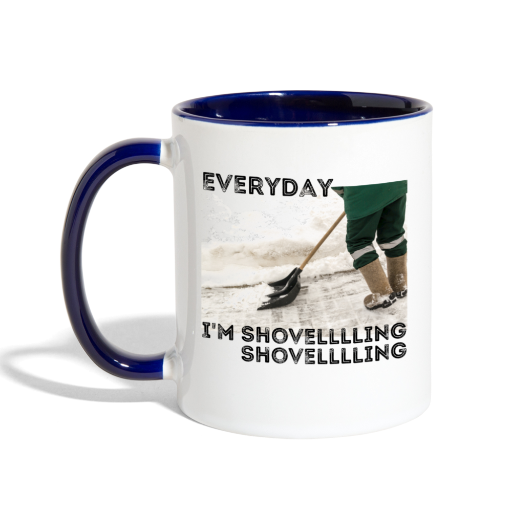 Everyday I'm Shoveling Mug - white/cobalt blue