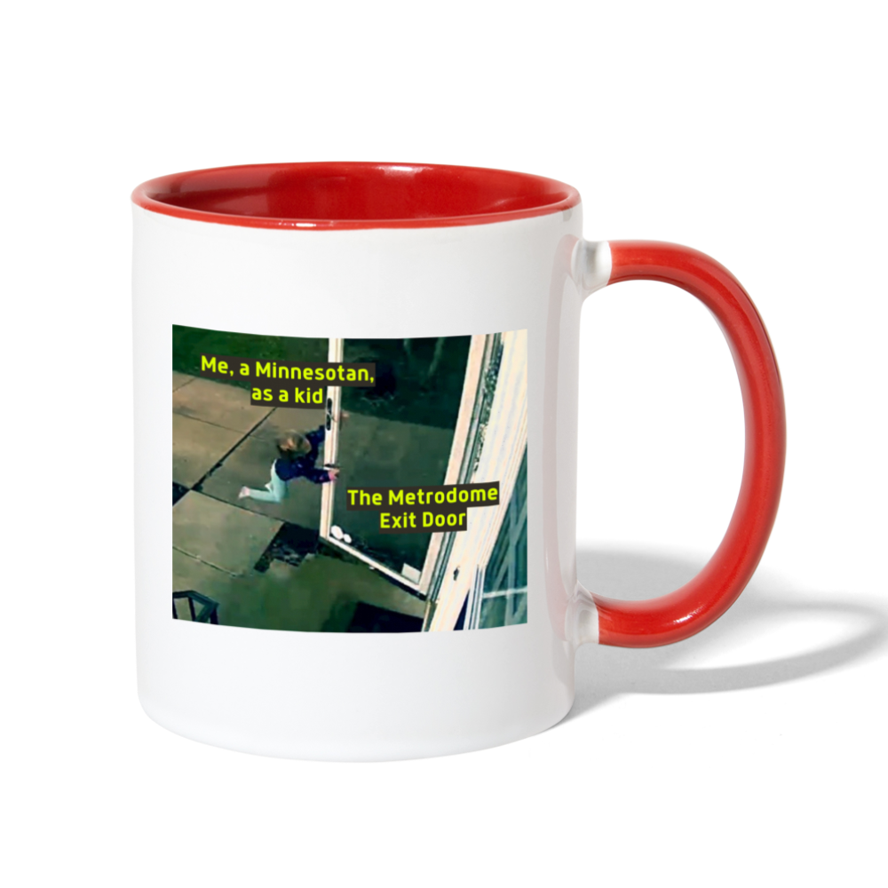 Me vs. The Metrodome Door Mug - white/red