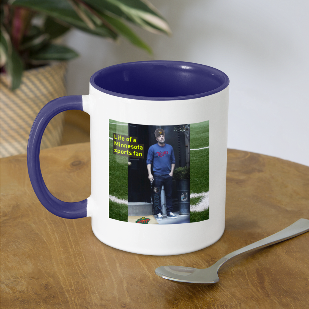 Life of a MN Sports Fan Mug - white/cobalt blue