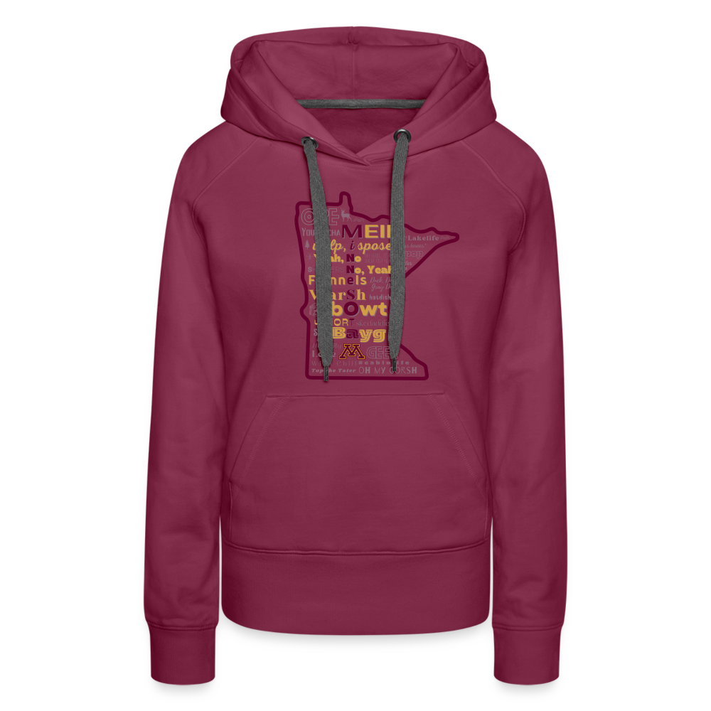 Women’s MN Words Gophers Themed Hoodie - burgundy