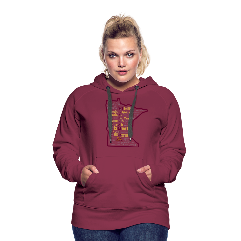 Women’s MN Words Gophers Themed Hoodie - burgundy