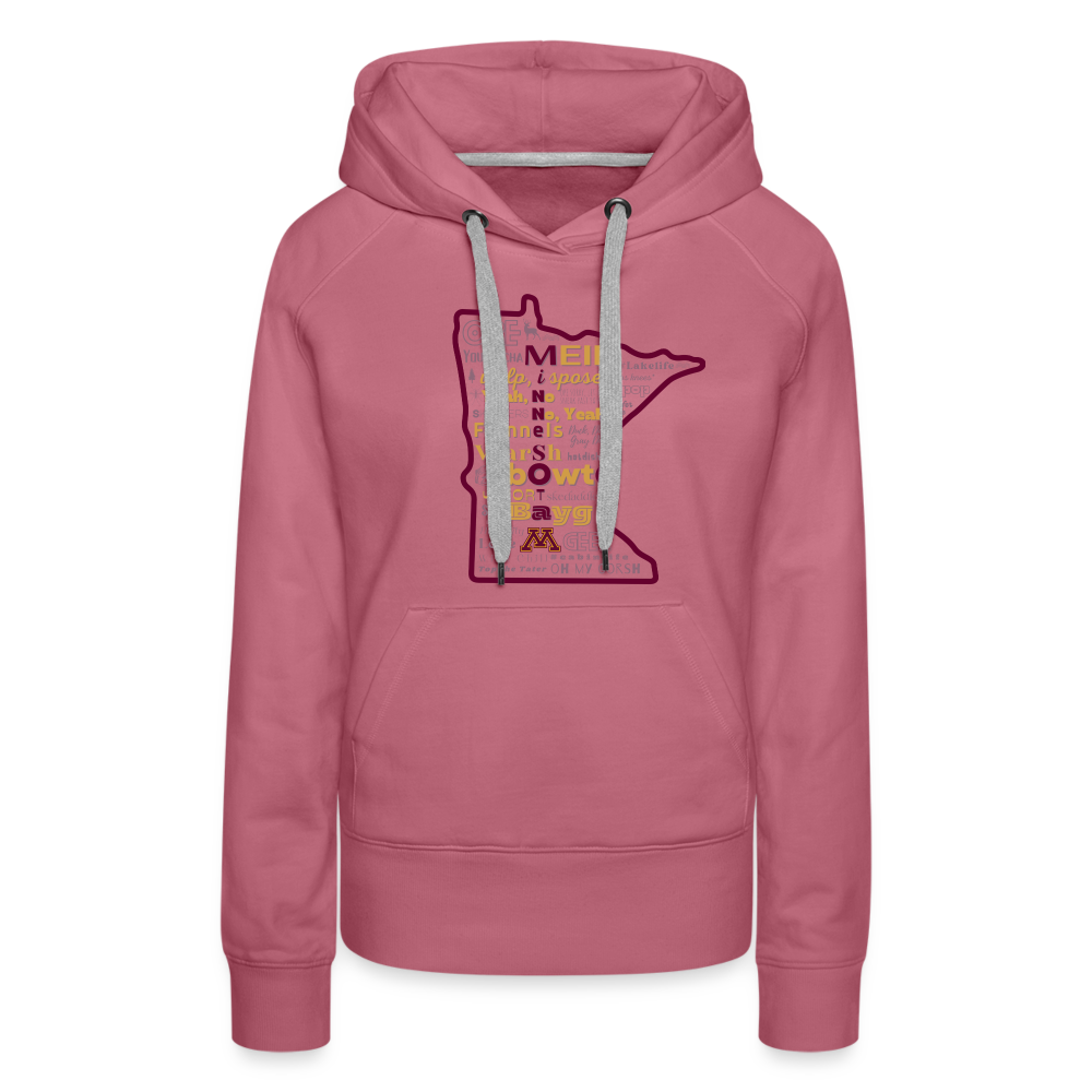 Women’s MN Words Gophers Themed Hoodie - mauve