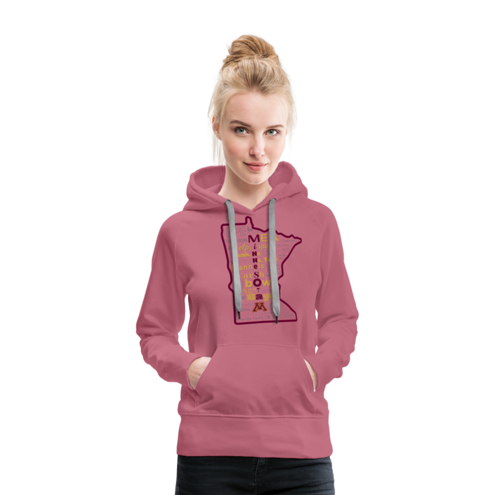 Women’s MN Words Gophers Themed Hoodie - mauve