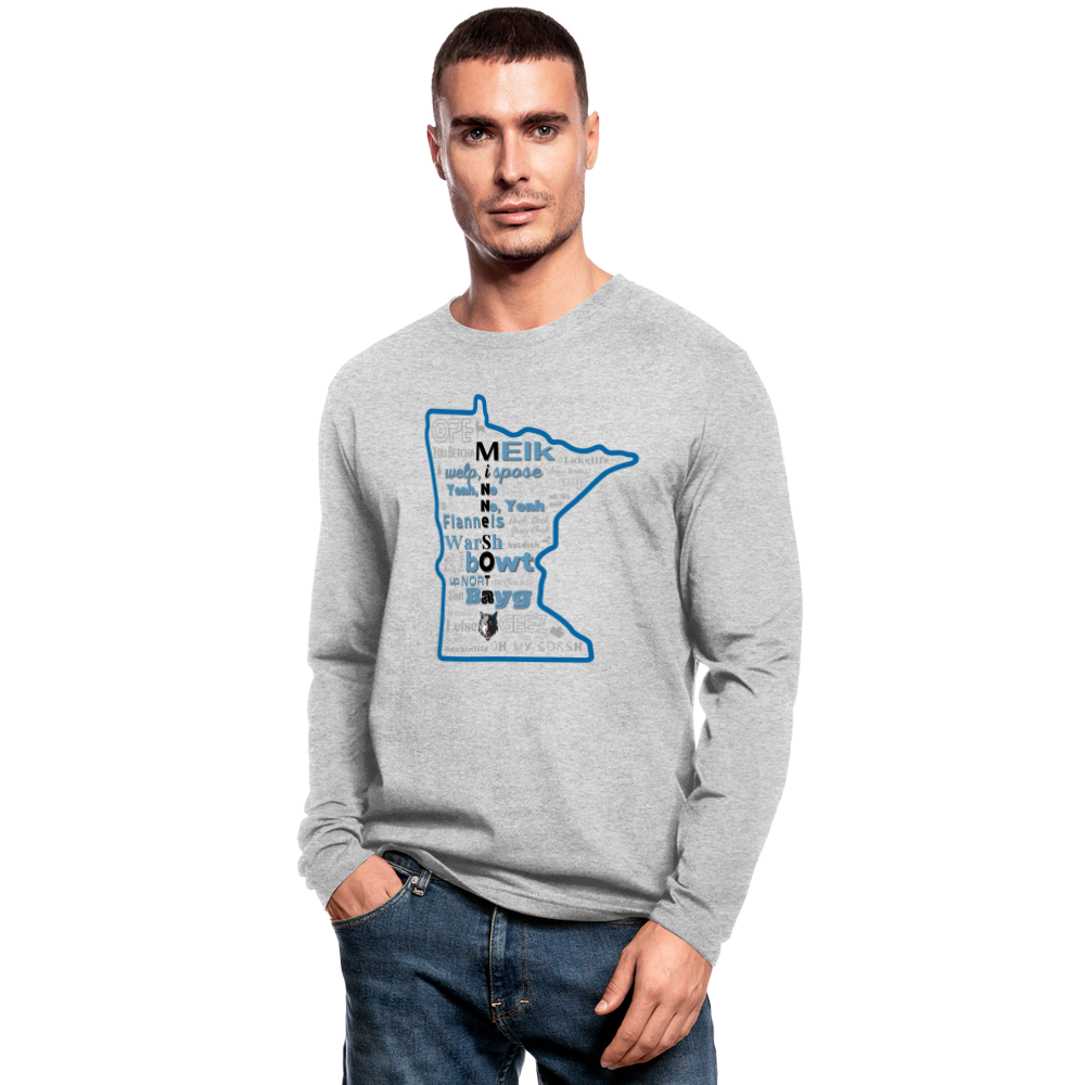 MN Words Timberwolves Theme Men's Long Sleeve T - heather gray