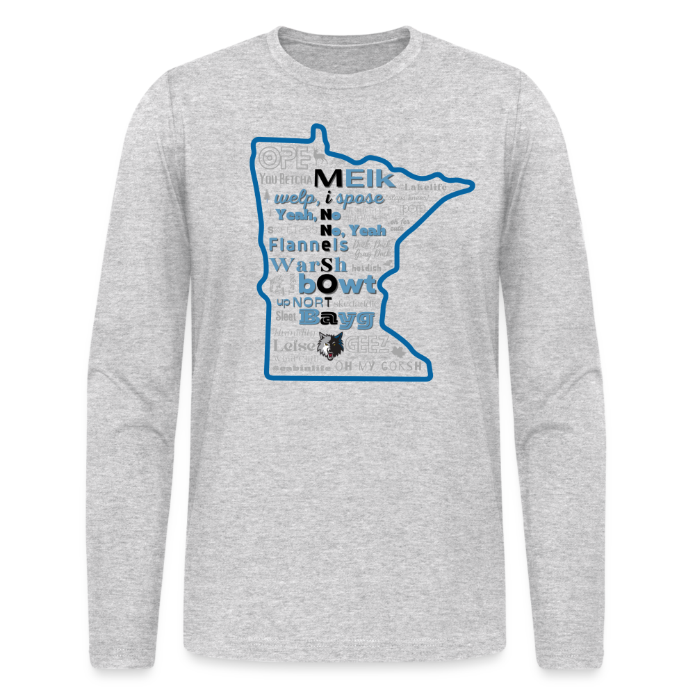 MN Words Timberwolves Theme Men's Long Sleeve T - heather gray