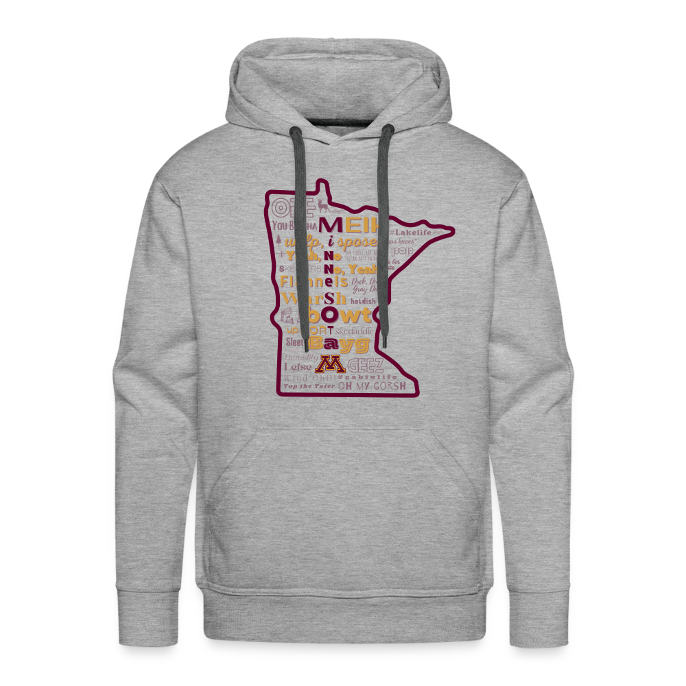 MN Words Gophers Theme Men’s Hoodie - heather grey