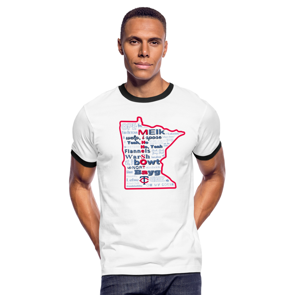 MN Words Twins Theme Men's Ringer T-Shirt - white/black