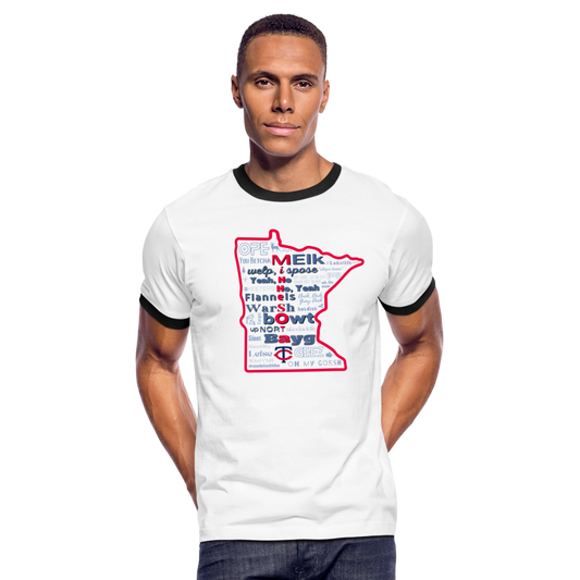 MN Words Twins Theme Men's Ringer T-Shirt - white/black
