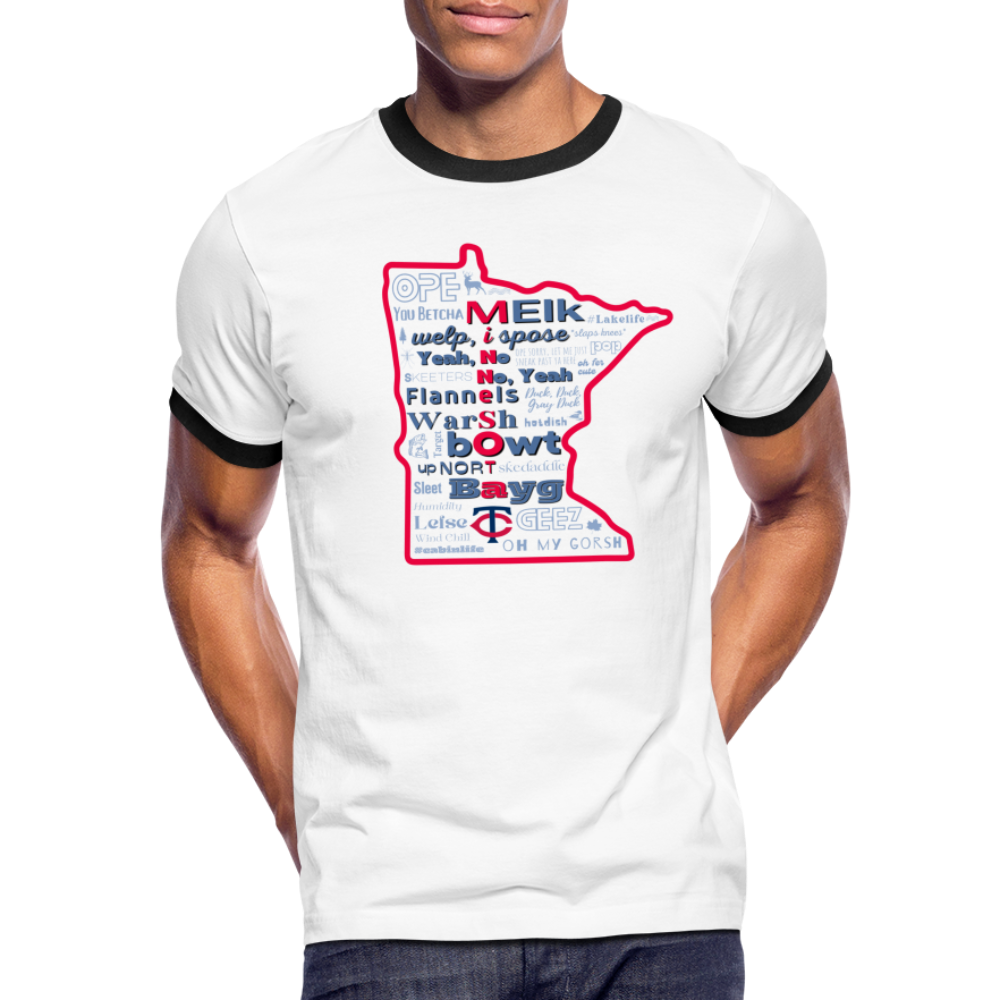 MN Words Twins Theme Men's Ringer T-Shirt - white/black