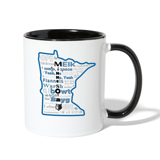 MN Words Timberwolves Theme Mug - white/black