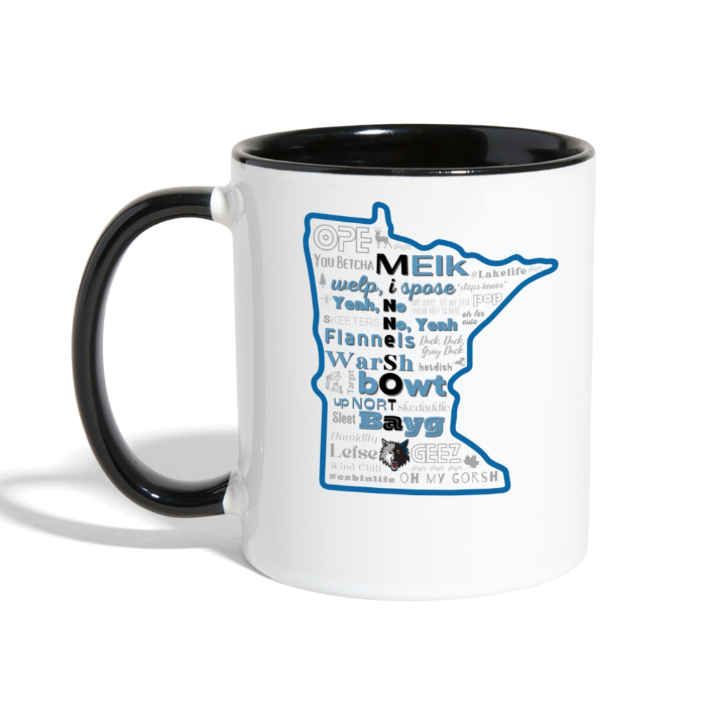 MN Words Timberwolves Theme Mug - white/black