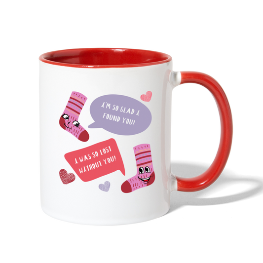 Long Lost Socks Mug - white/red